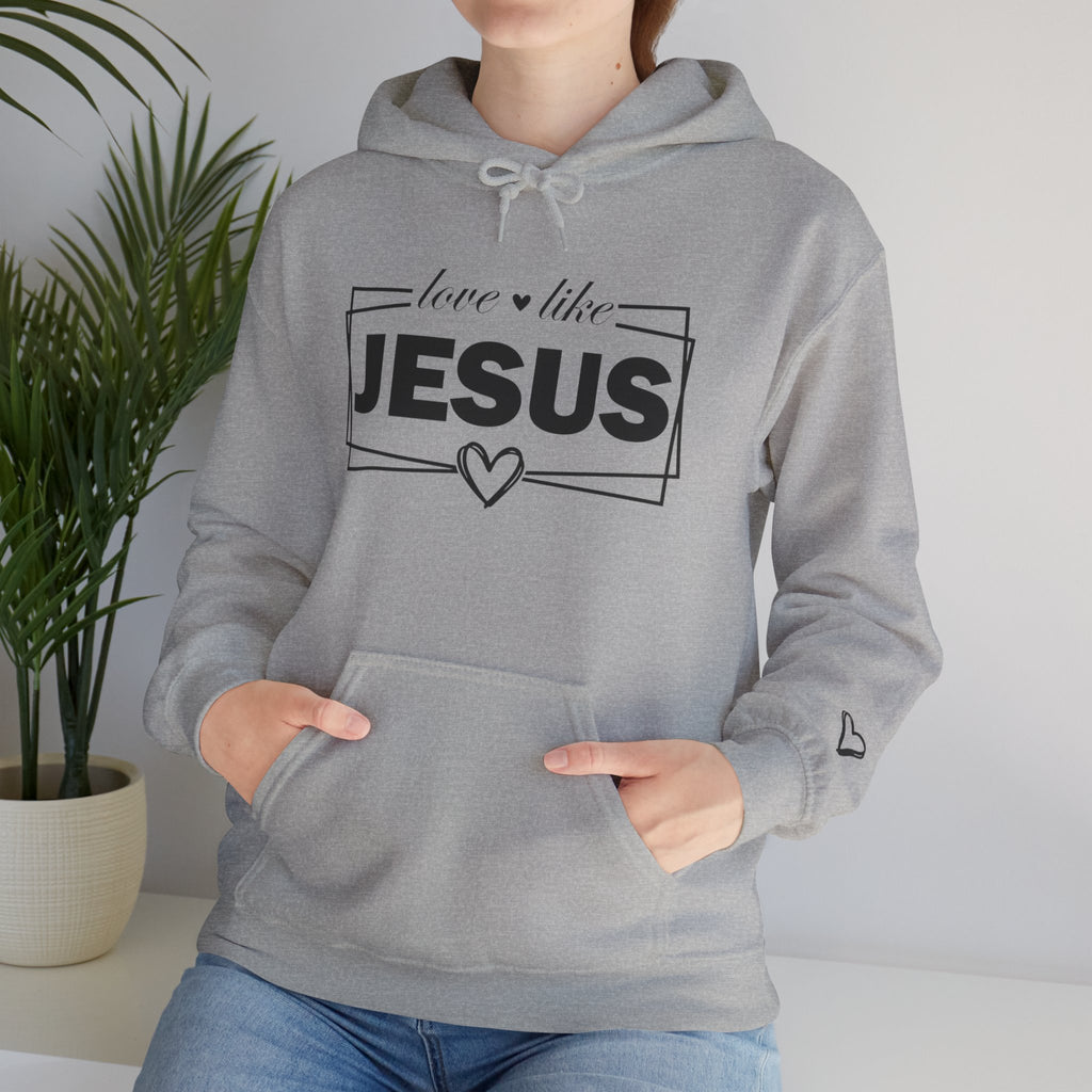 Love like Jesus Hoodie | Faith Christian Heart Sleeve Design