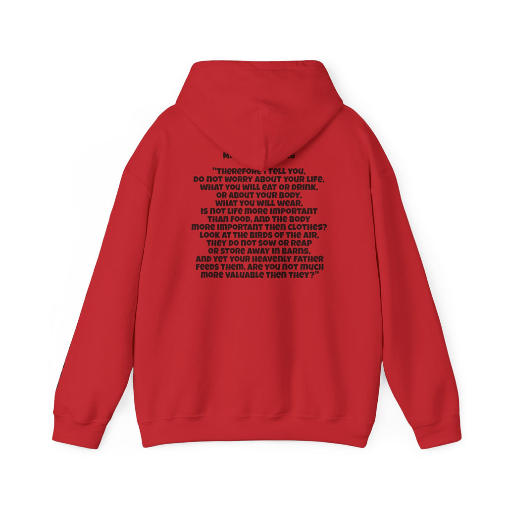 Men & Women Hoodie (Unisex) - Matthew 6: 25-26 Cross Hoodie | Bible Verse Scripture