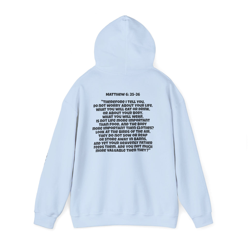 Men & Women Hoodie (Unisex) - Matthew 6: 25-26 Cross Hoodie | Bible Verse Scripture