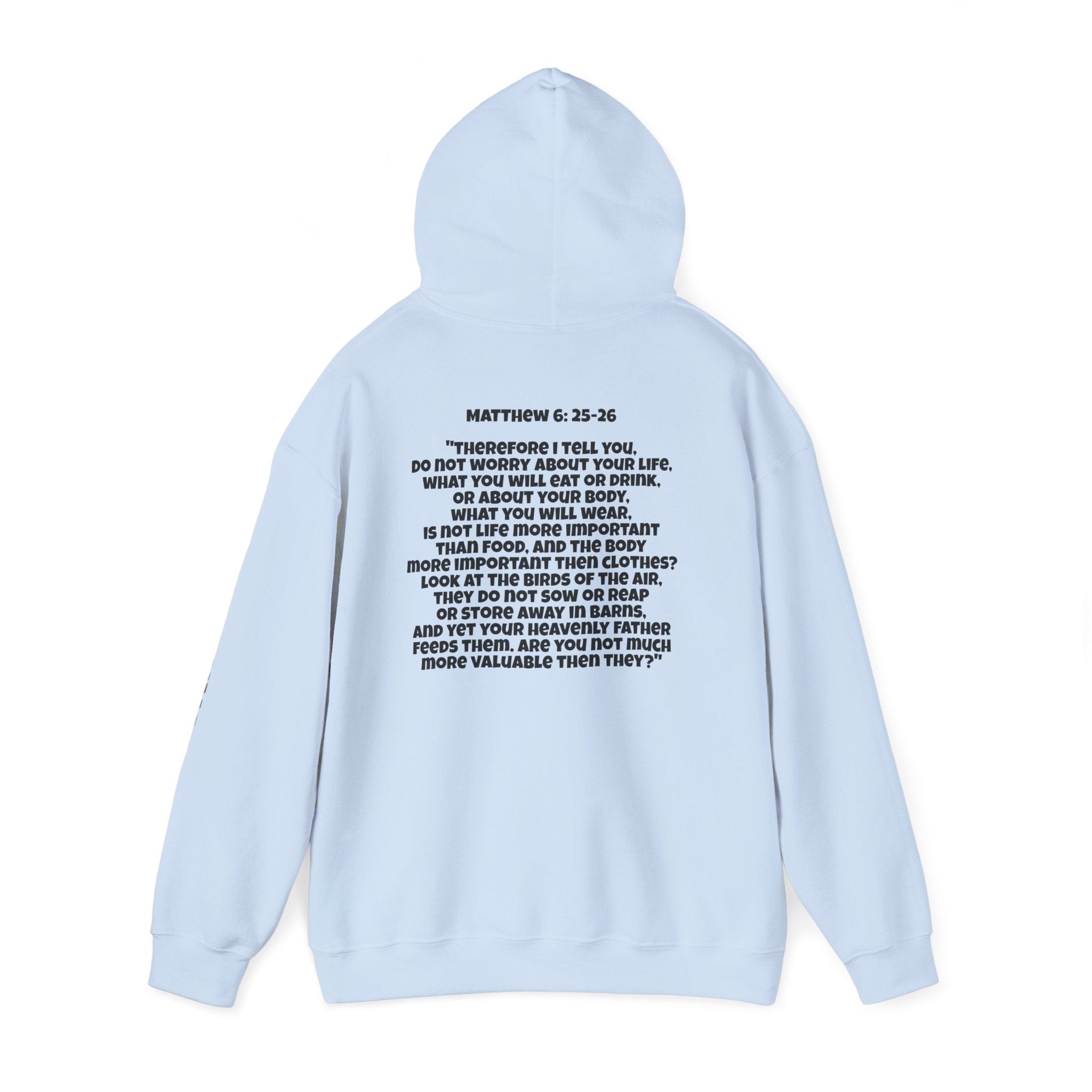 Men & Women Hoodie (Unisex) - Matthew 6: 25-26 Cross Hoodie | Bible Verse Scripture