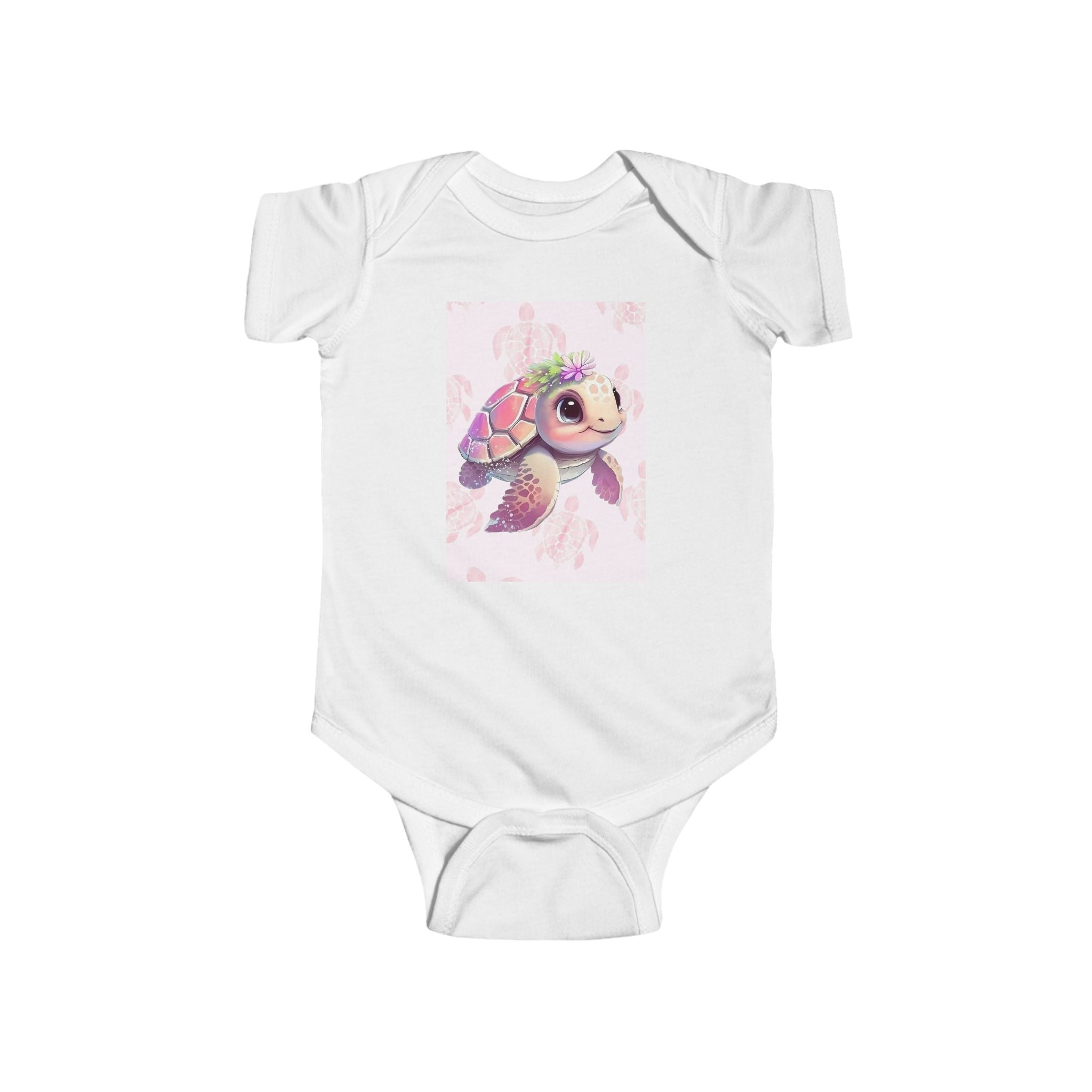 Girls Turtle Infant Bodysuit with "Psalm 46:5" Scripture