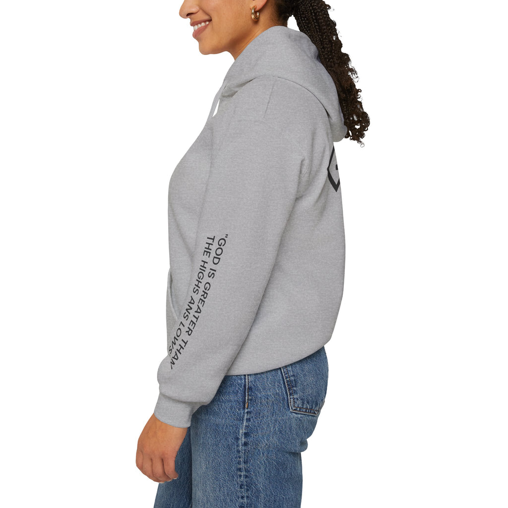 Men Hoodie - Romans 8:39 | GOD IS GREATER THAN MY HIGHS AND MY LOWS