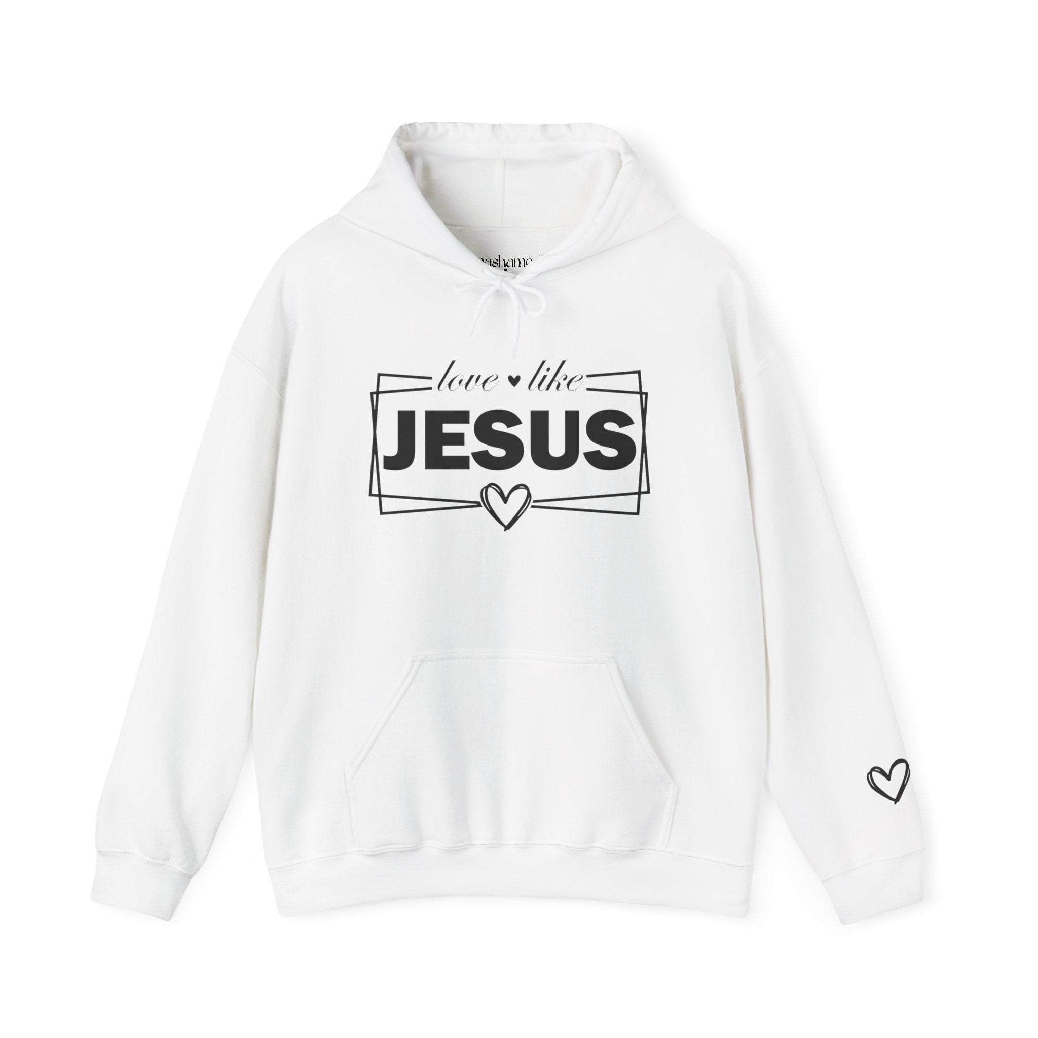 Love like Jesus Hoodie | Faith Christian Heart Sleeve Design