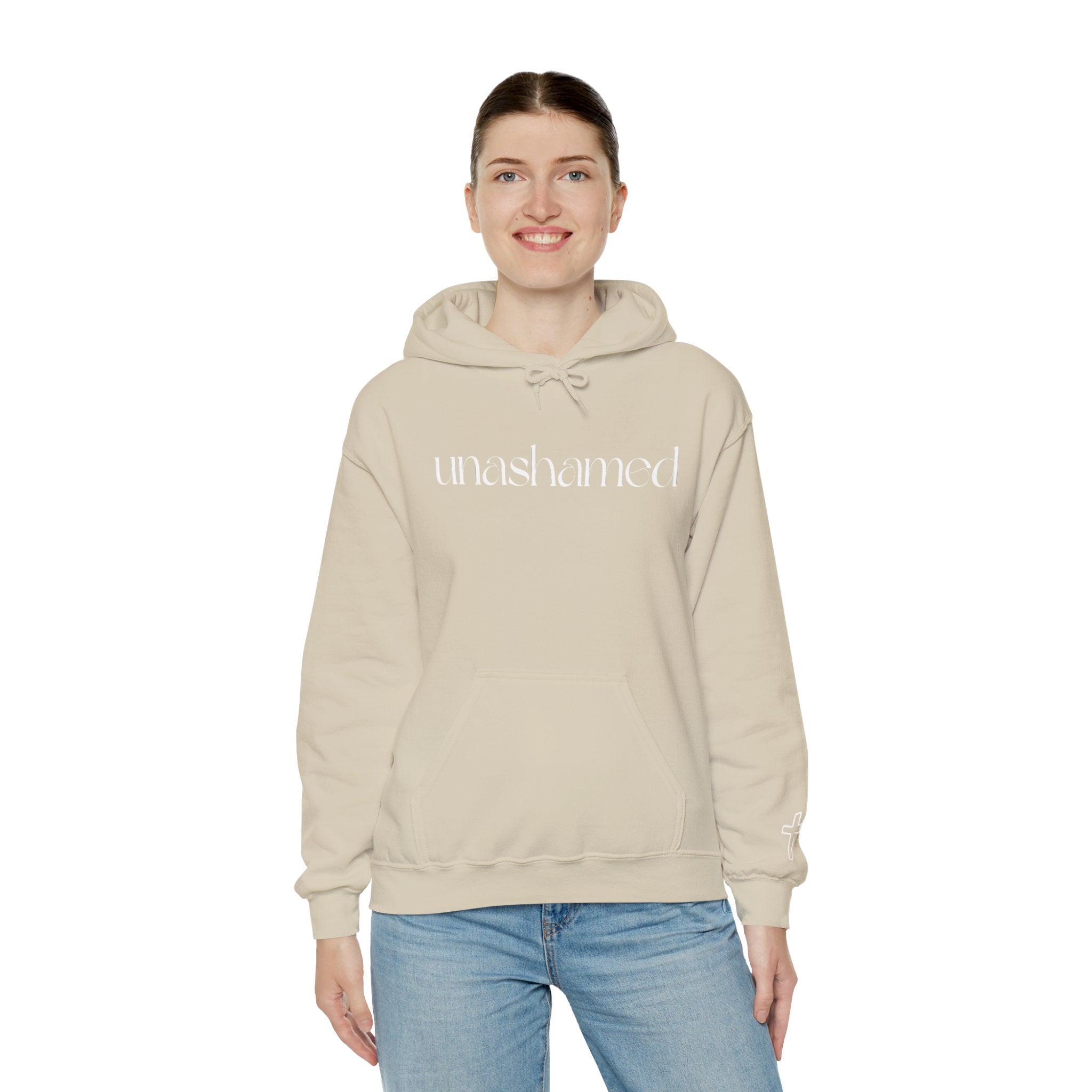 Men & Women Hoodies (Unisex) - I am UNASHAMED white font