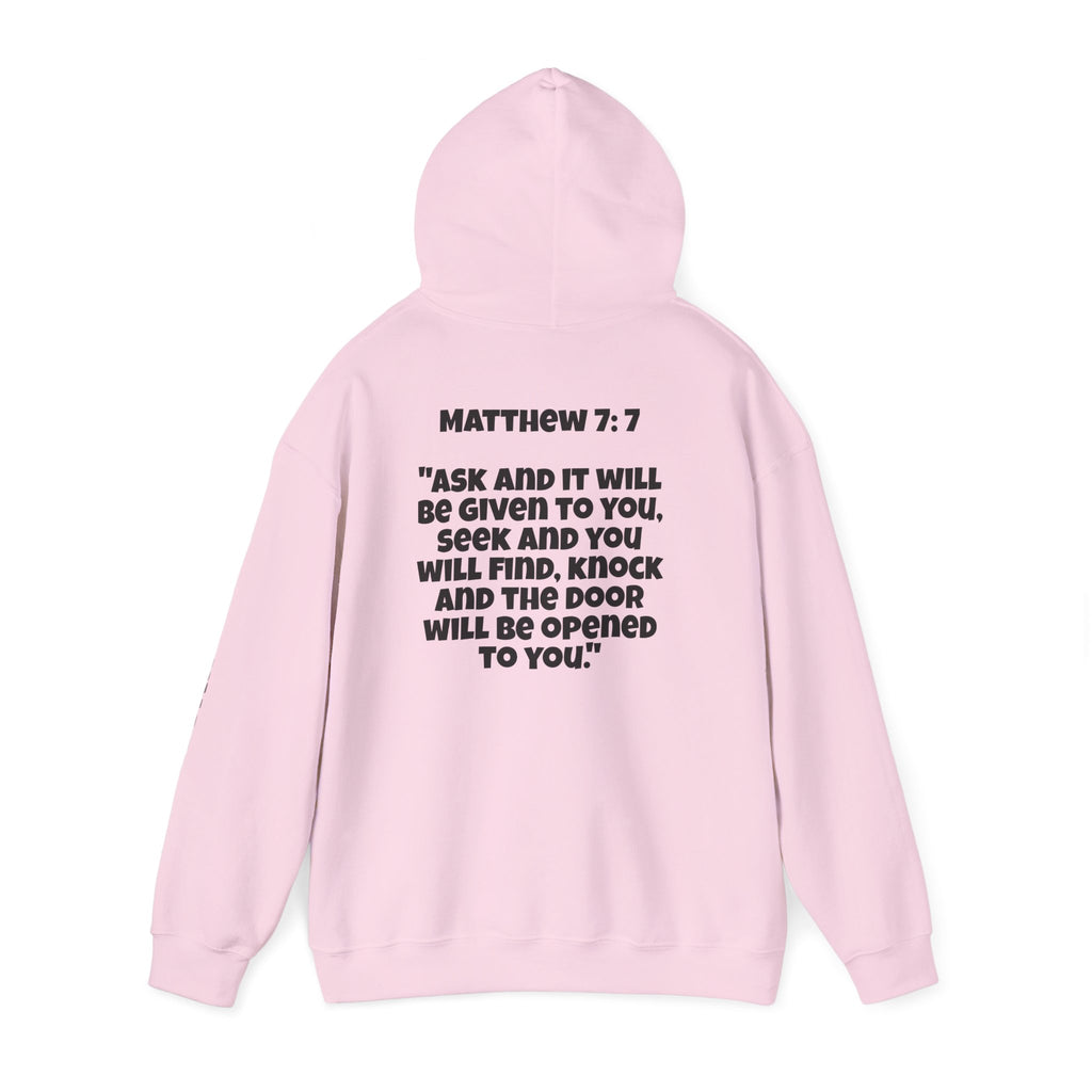Men & Women Hoodies (Unisex) - Matthew 7:7 Cross Hoodie | Bible Verse Scripture