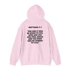 Men & Women Hoodies (Unisex) - Matthew 7:7 Cross Hoodie | Bible Verse Scripture