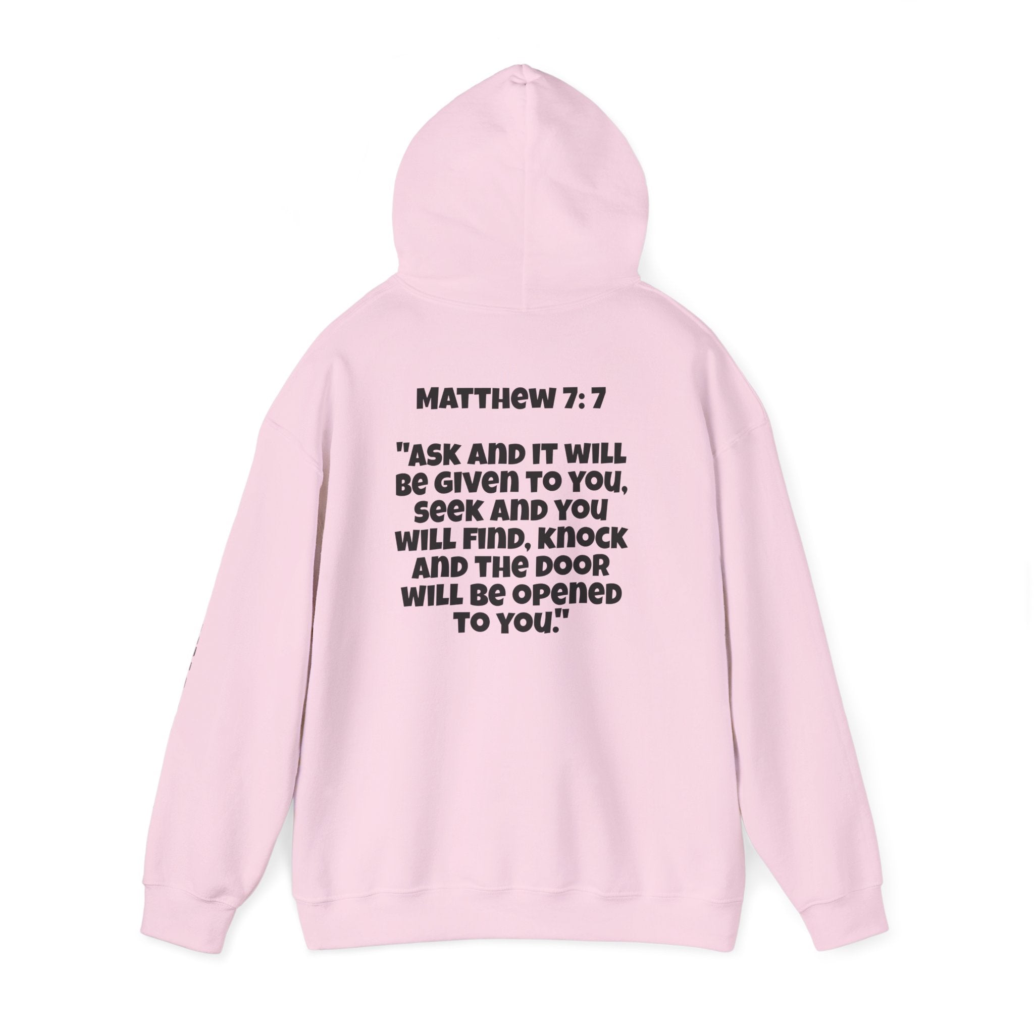 Men & Women Hoodies (Unisex) - Matthew 7:7 Cross Hoodie | Bible Verse Scripture