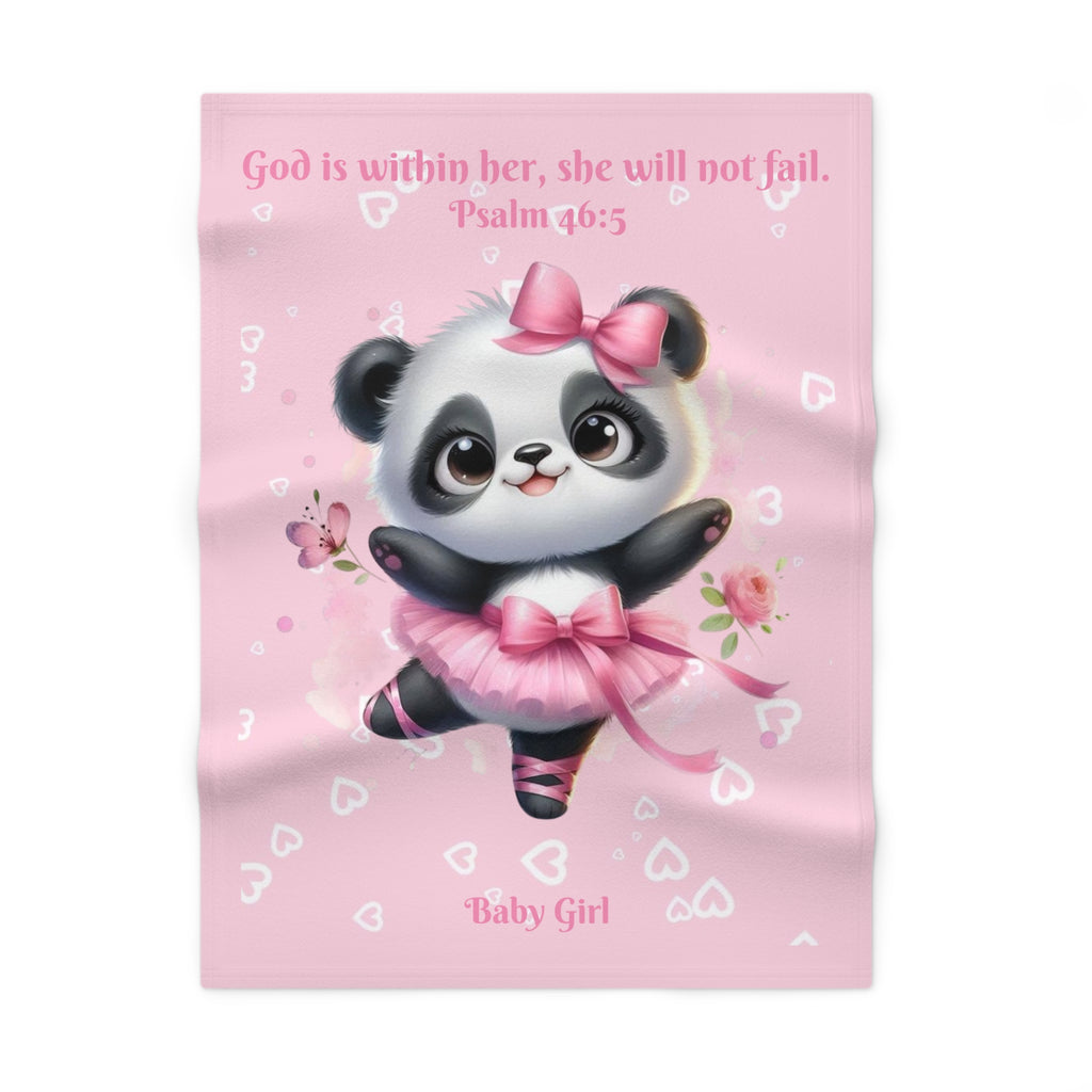 Girls Panda Baby Blanket with "Psalm 46:5" Scripture