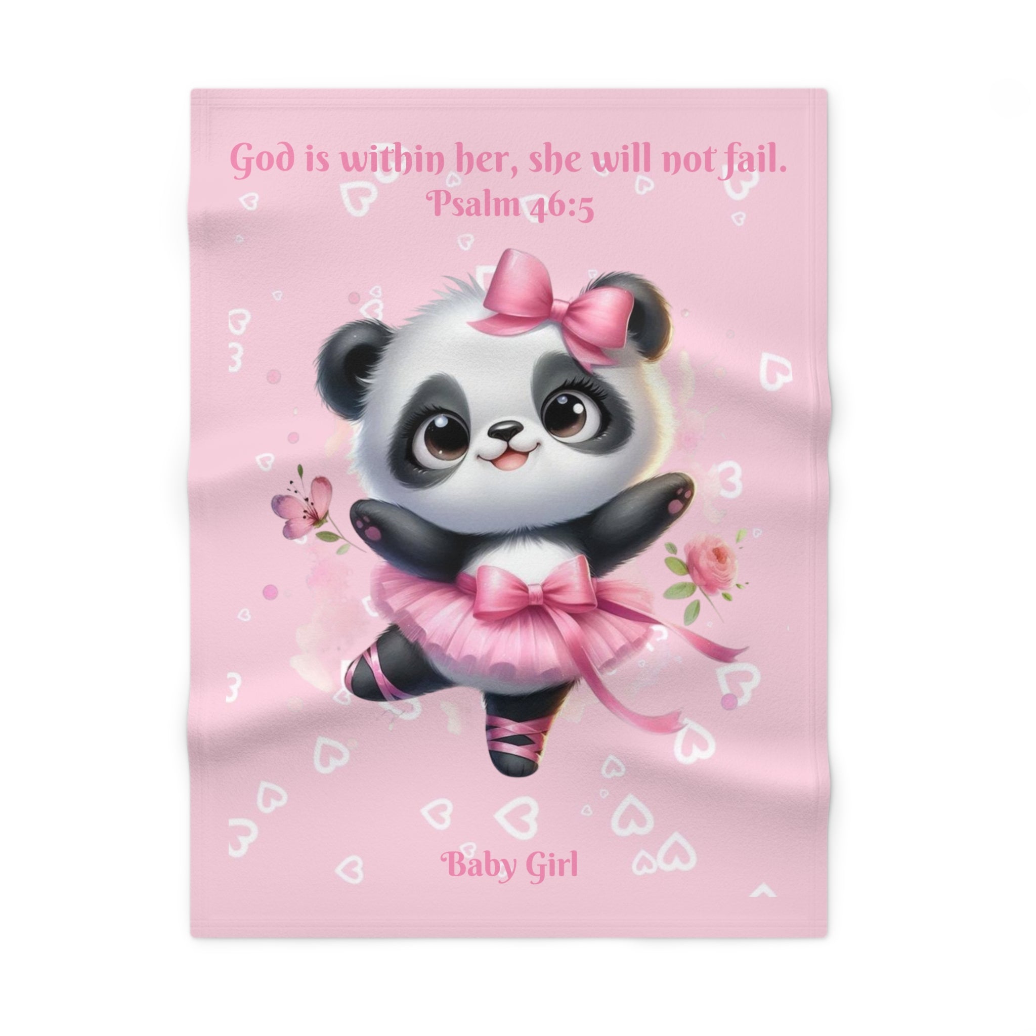 Girls Panda Baby Blanket with "Psalm 46:5" Scripture