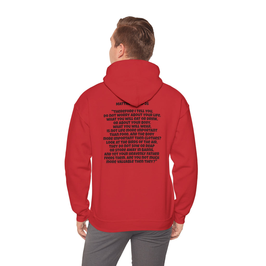 Men & Women Hoodie (Unisex) - Matthew 6: 25-26 Cross Hoodie | Bible Verse Scripture