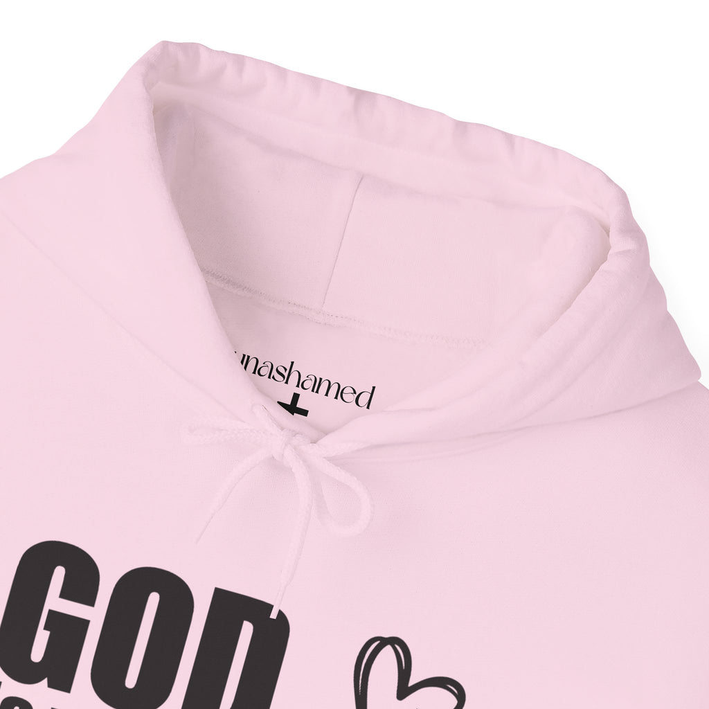 God is Within Her Hoodie | Faith Christian Heart Sleeve Design