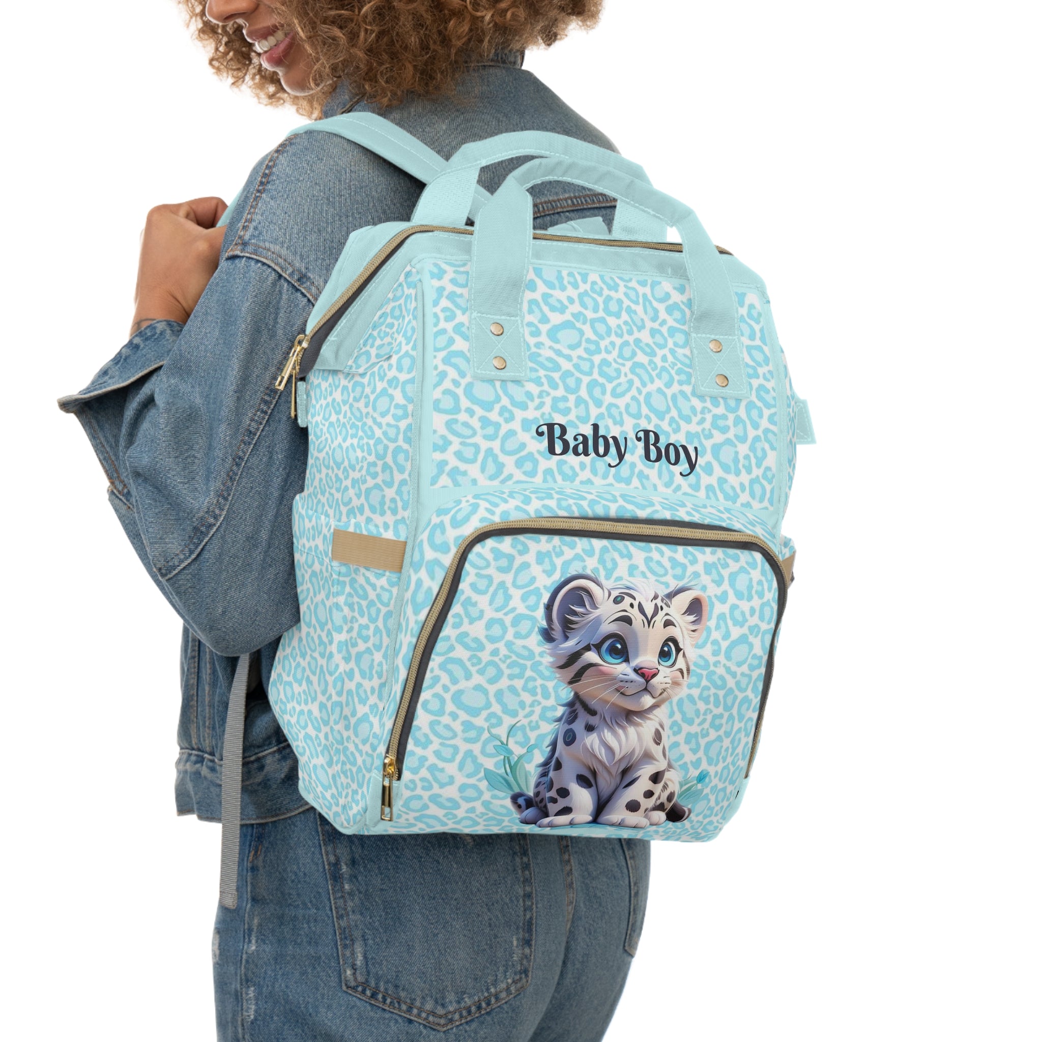 Boys Leopard Baby Diaper Backpack with "Psalm 139:14" Scripture