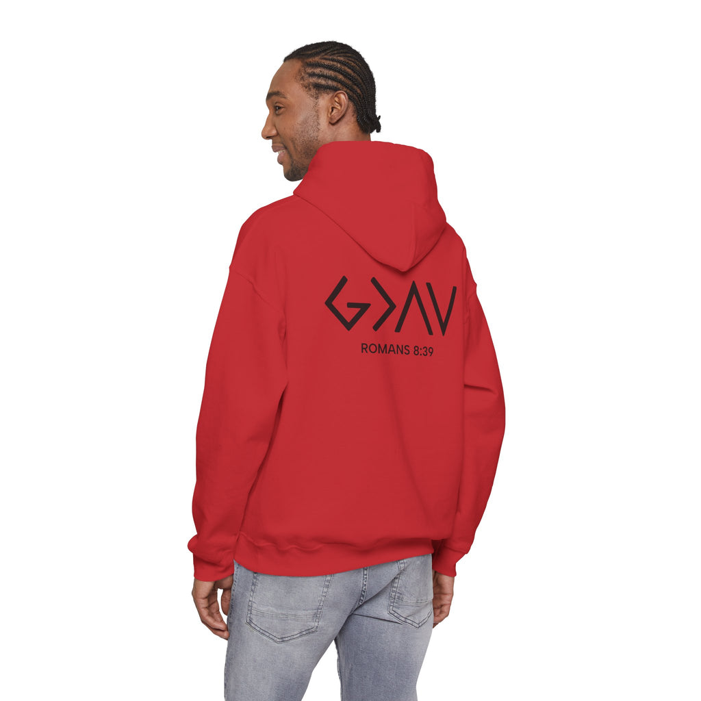 Men Hoodie - Romans 8:39 | GOD IS GREATER THAN MY HIGHS AND MY LOWS