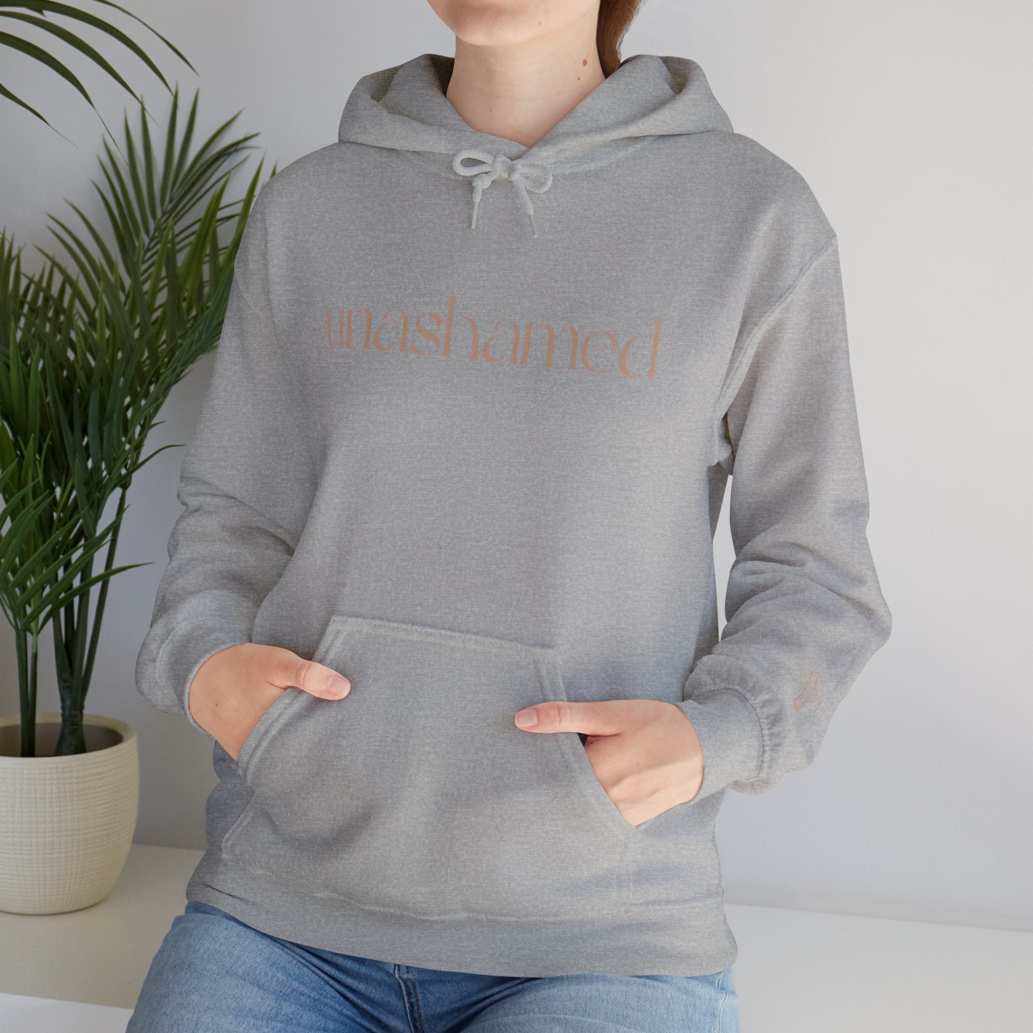 Men & Women Hoodies (Unisex) - I am UNASHAMED beige font