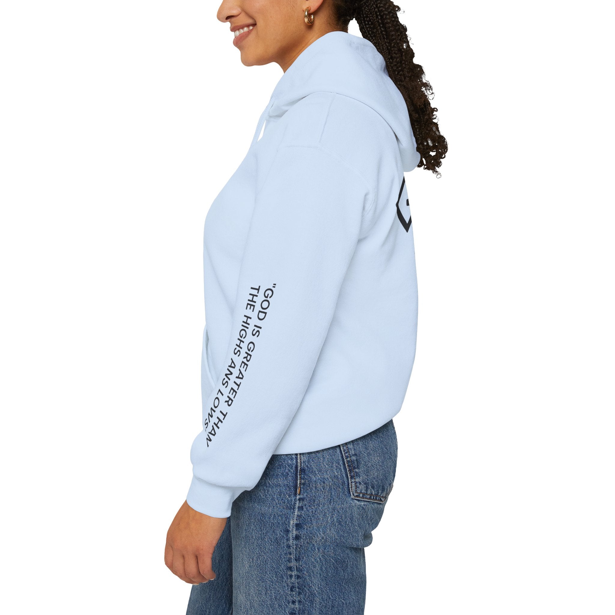 Men Hoodie - Romans 8:39 | GOD IS GREATER THAN MY HIGHS AND MY LOWS