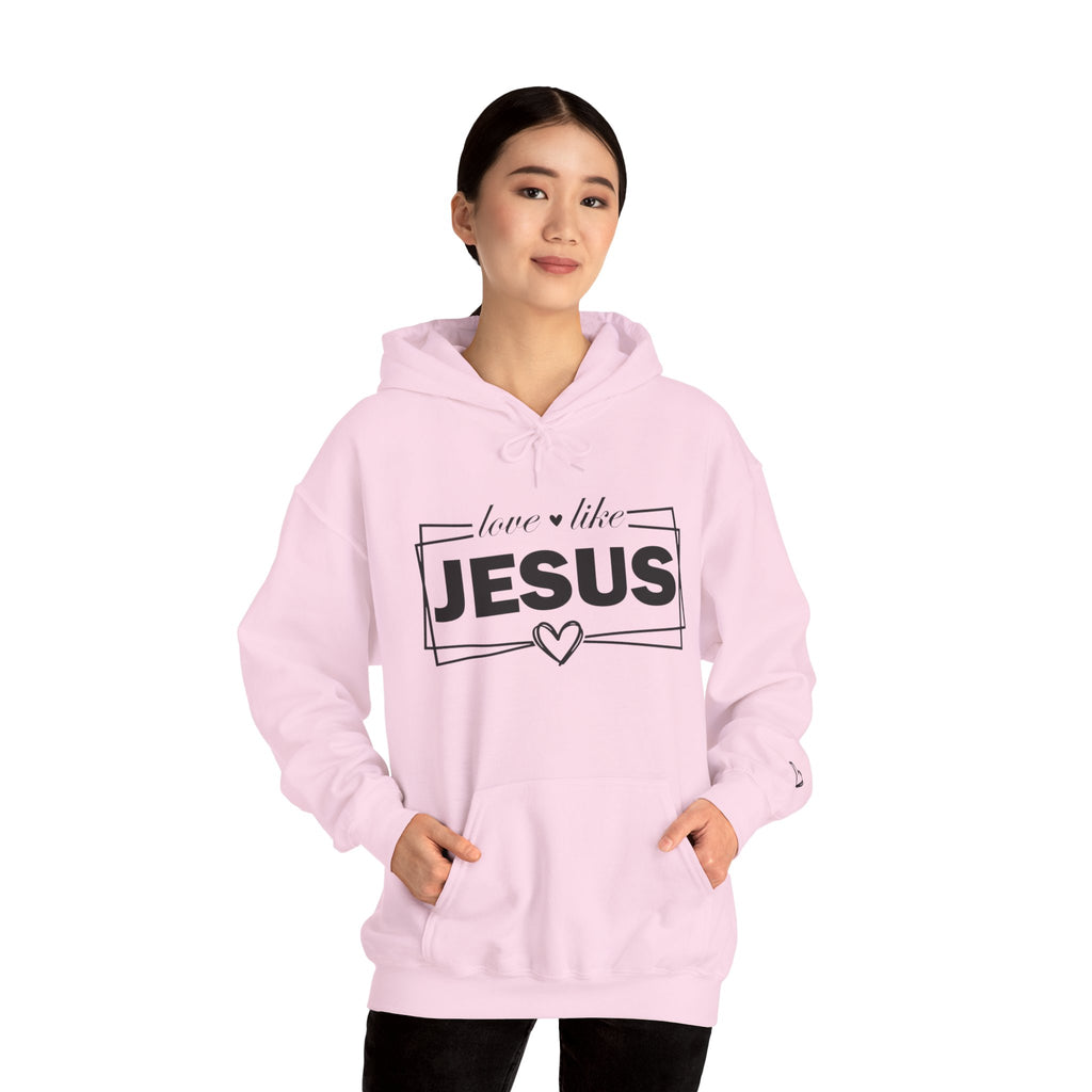 Love like Jesus Hoodie | Faith Christian Heart Sleeve Design