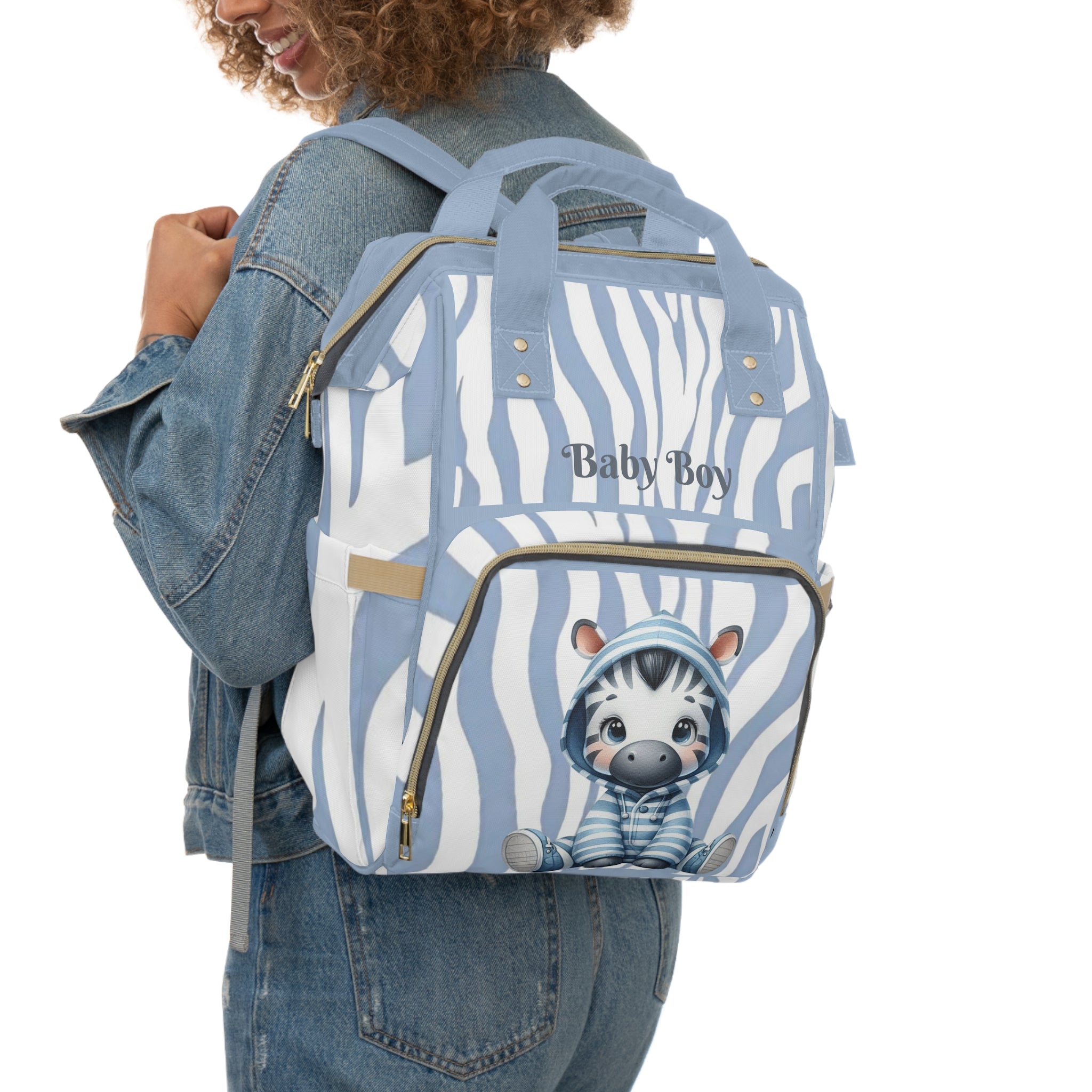 Boys Zebra Baby Diaper Backpack with "Psalm 139:14" Scripture