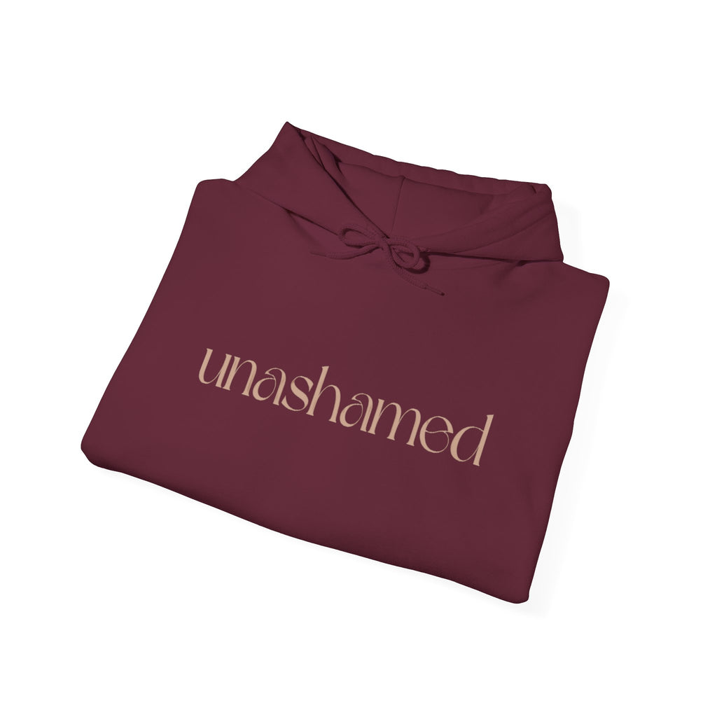 Men & Women Hoodies (Unisex) - I am UNASHAMED beige font