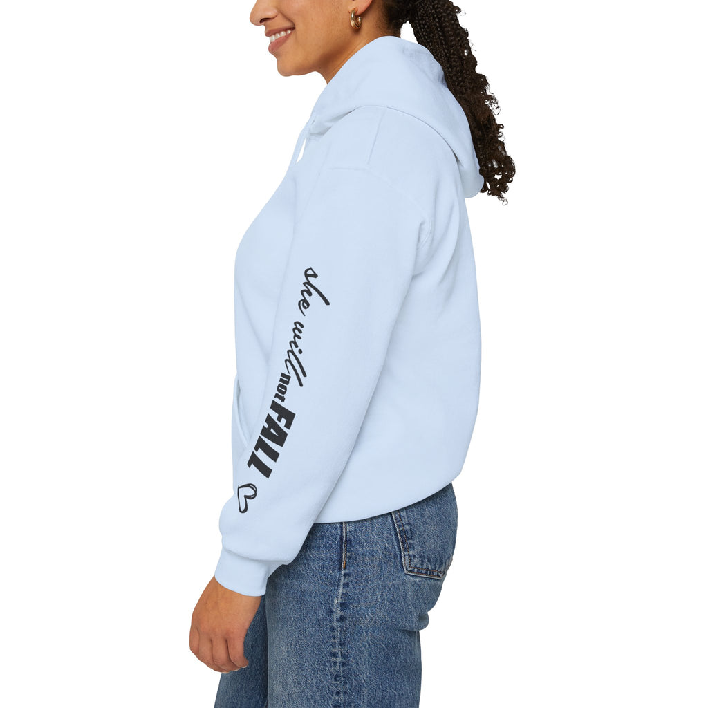 God is Within Her Hoodie | Faith Christian Heart Sleeve Design